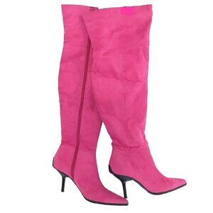 S Edelman Faux Suede Hot Pink Over the Knee Boots, Size 7 1/2 M